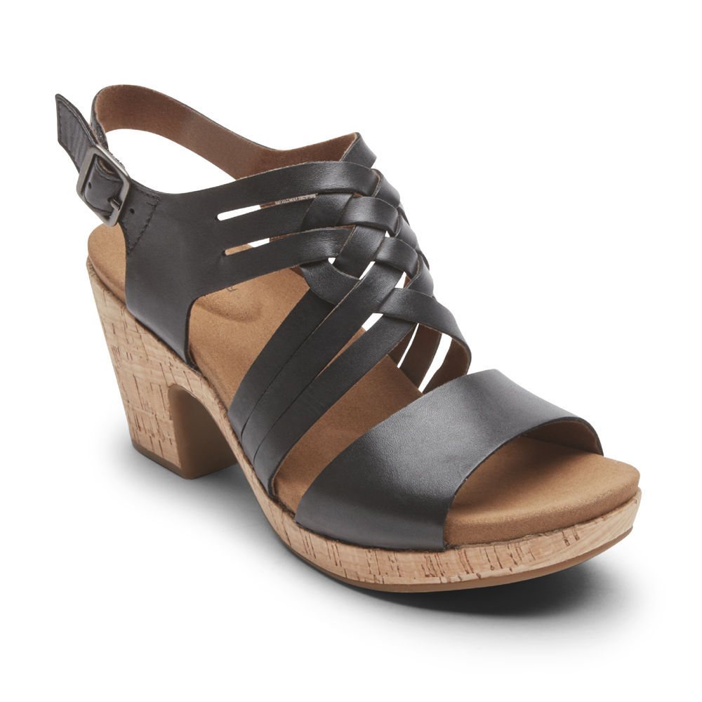 Sandalias Rockport Mujer Mexico - Vivianne Woven Slingback Negros - YCBDG7684